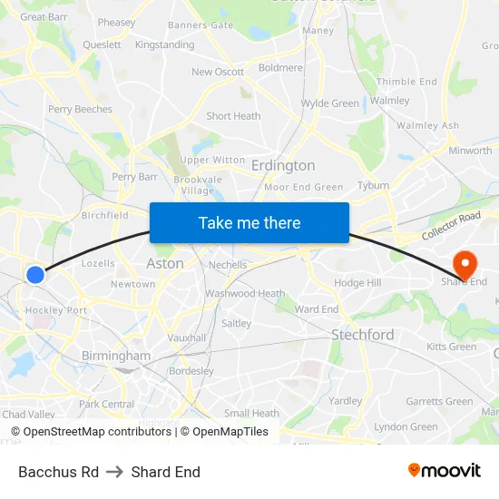 Bacchus Rd to Shard End map