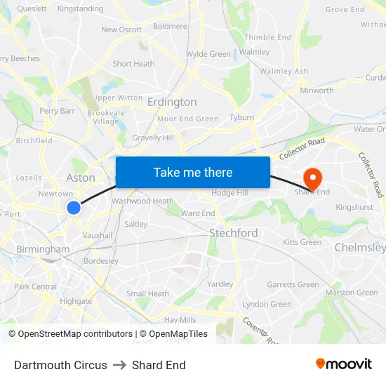 Dartmouth Circus to Shard End map