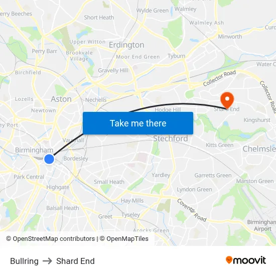 Bullring to Shard End map