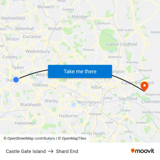 Castle Gate Island to Shard End map