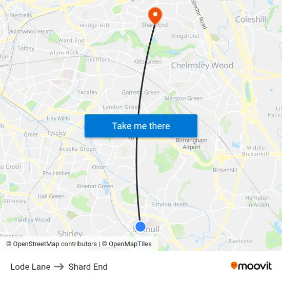 Lode Lane to Shard End map