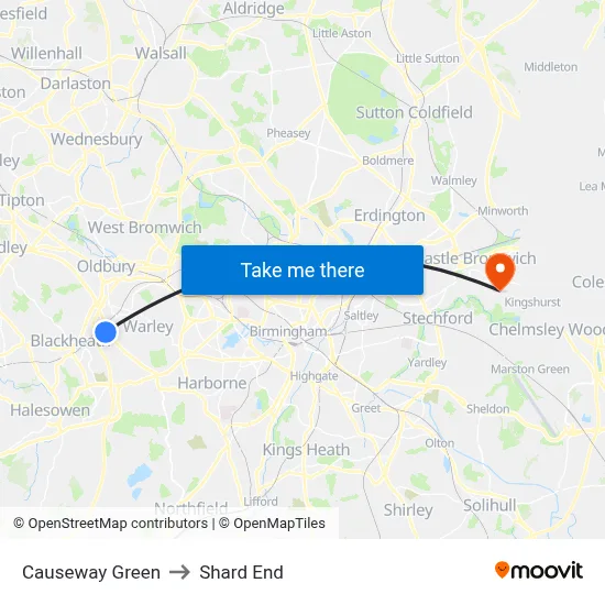 Causeway Green to Shard End map