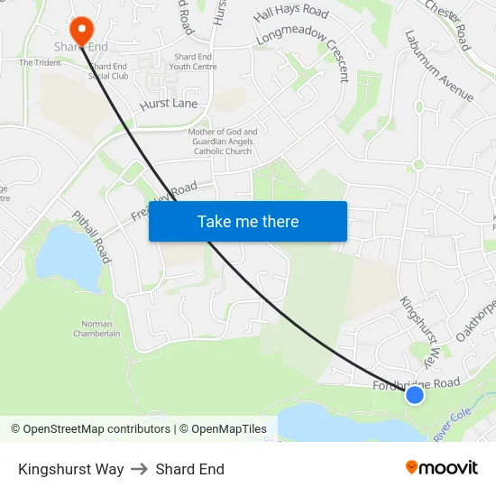 Kingshurst Way to Shard End map