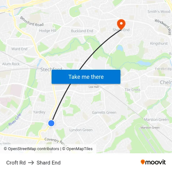 Croft Rd to Shard End map