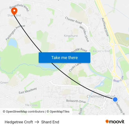 Hedgetree Croft to Shard End map