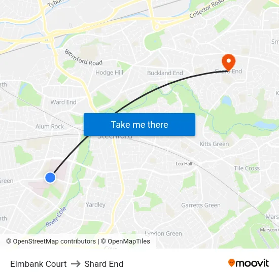 Elmbank Court to Shard End map