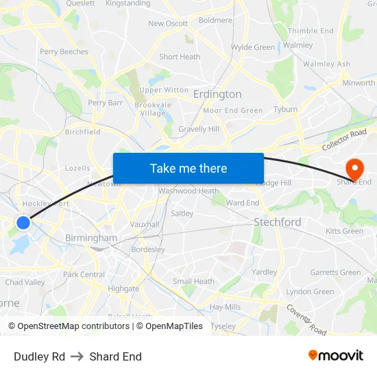 Dudley Rd to Shard End map