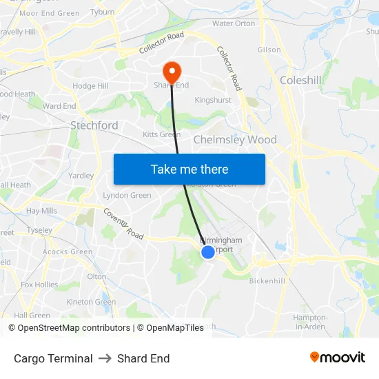 Cargo Terminal to Shard End map