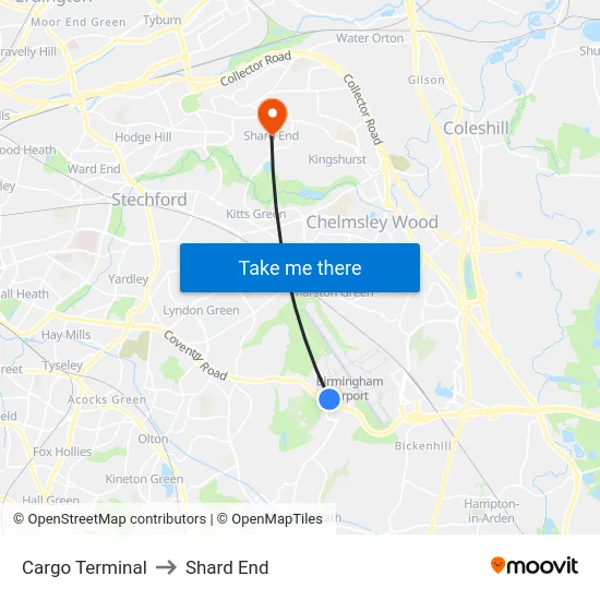Cargo Terminal to Shard End map