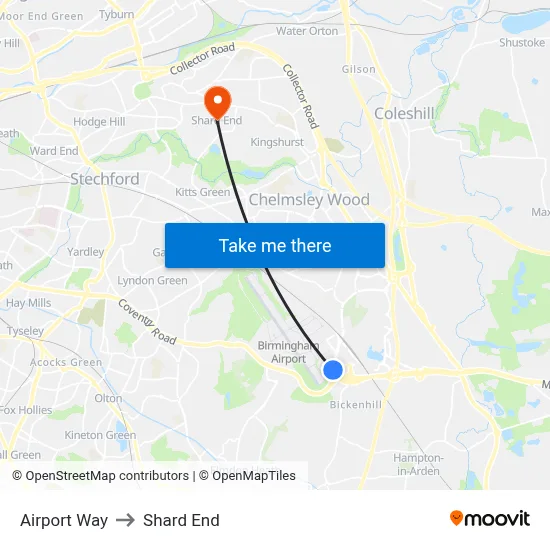 Airport Way to Shard End map
