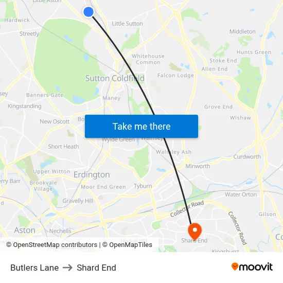 Butlers Lane to Shard End map