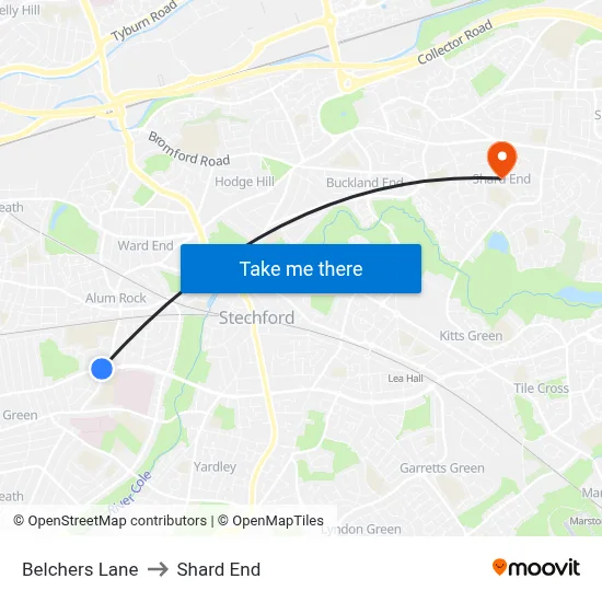 Belchers Lane to Shard End map