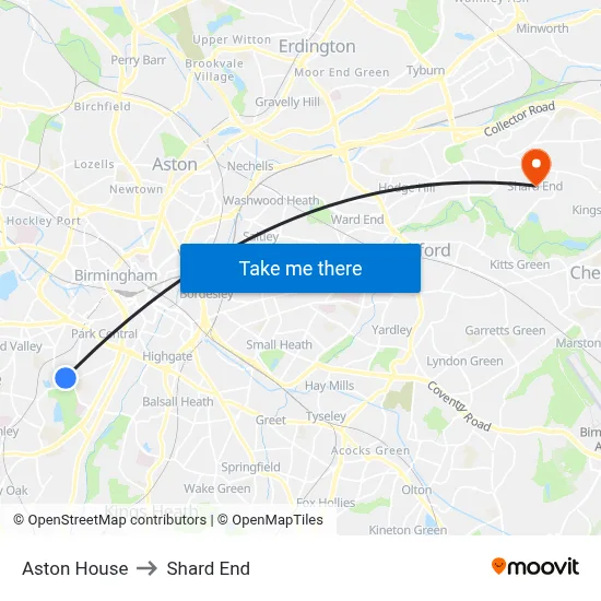 Aston House to Shard End map