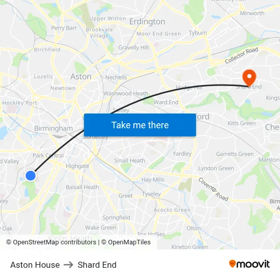 Aston House to Shard End map
