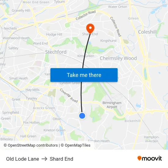 Old Lode Lane to Shard End map
