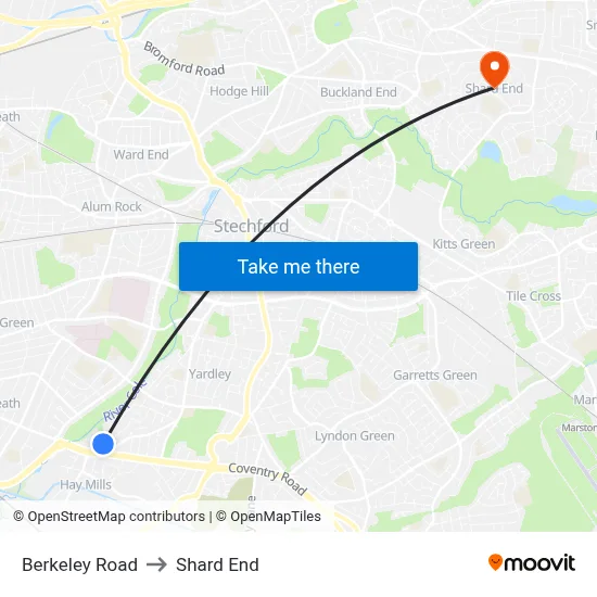 Berkeley Road to Shard End map