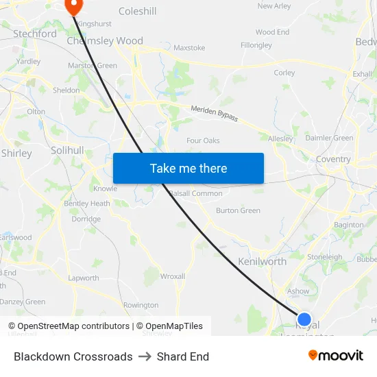 Blackdown Crossroads to Shard End map
