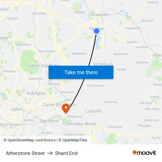 Atherstone Street to Shard End map