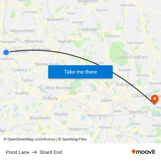 Pond Lane to Shard End map