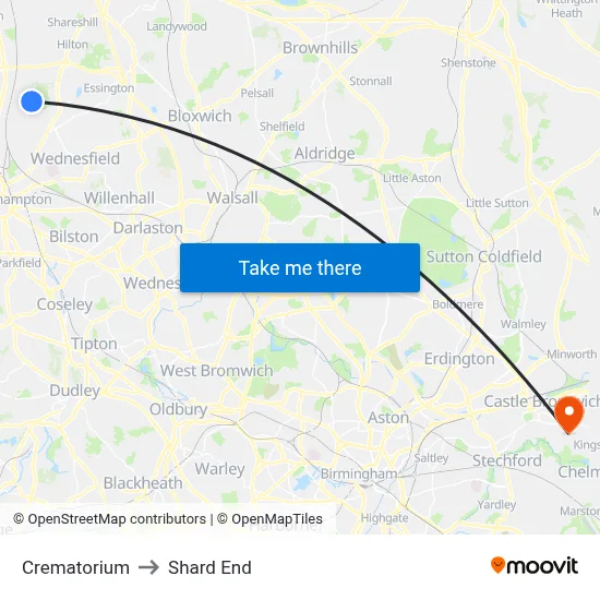 Crematorium to Shard End map