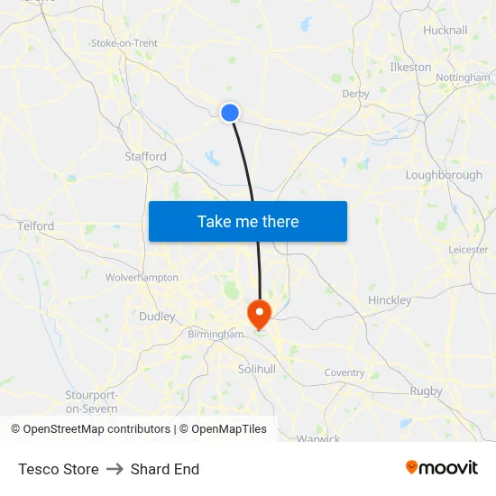 Tesco Store to Shard End map
