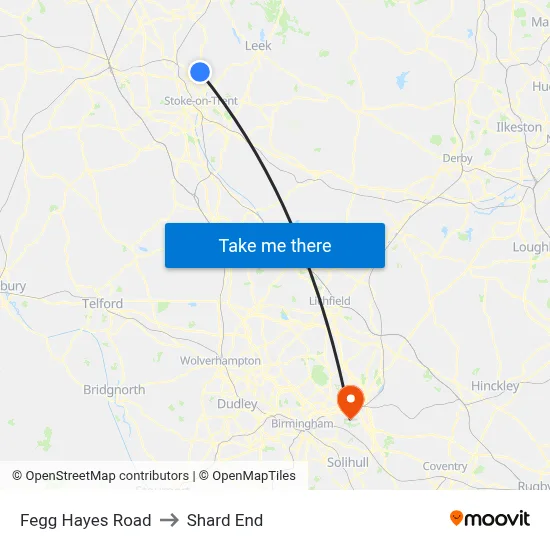 Fegg Hayes Road to Shard End map