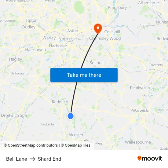 Bell Lane to Shard End map