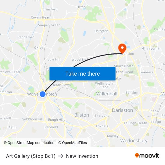 Art Gallery (Stop Bc1) to New Invention map