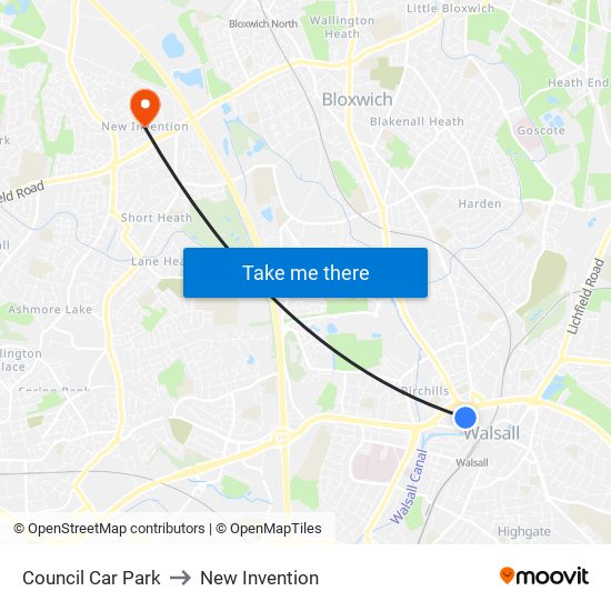 Council Car Park to New Invention map