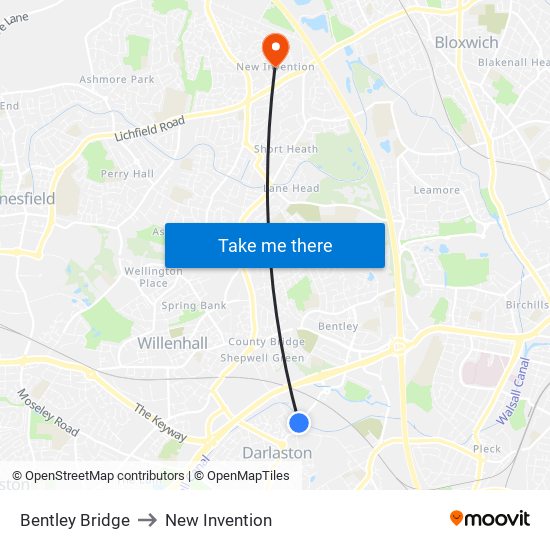 Bentley Bridge to New Invention map