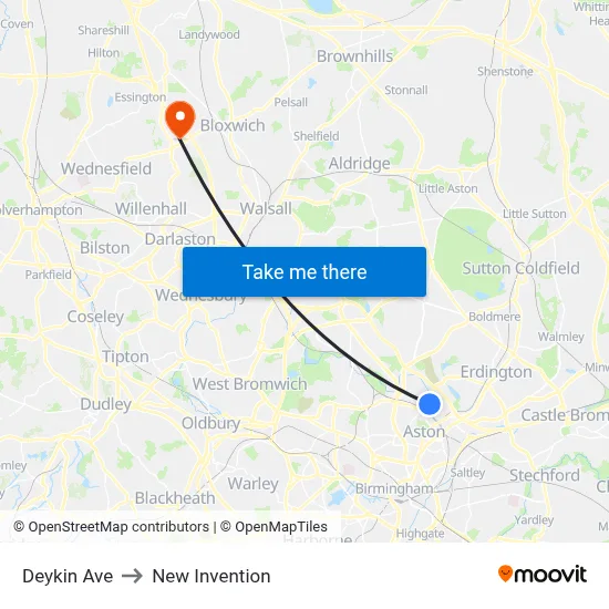 Deykin Ave to New Invention map