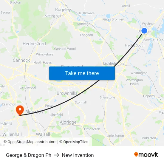 George & Dragon Ph to New Invention map
