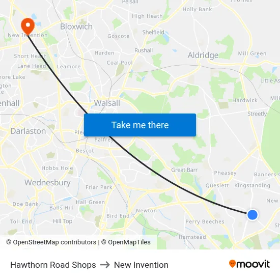 Hawthorn Road Shops to New Invention map