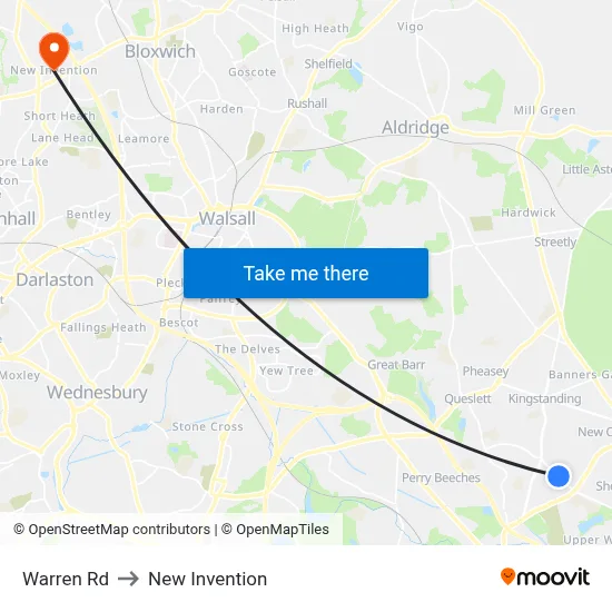 Warren Rd to New Invention map