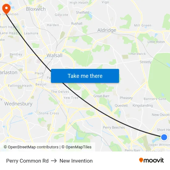 Perry Common Rd to New Invention map