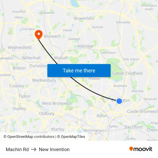 Machin Rd to New Invention map