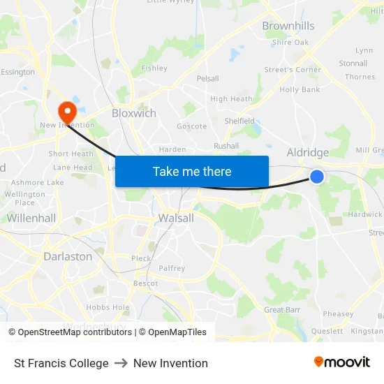 St Francis College to New Invention map