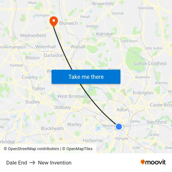 Dale End to New Invention map