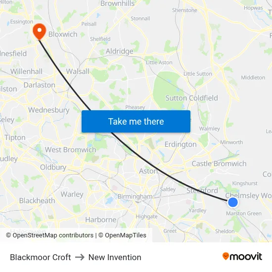 Blackmoor Croft to New Invention map