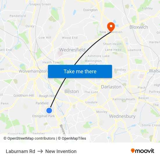 Laburnam Rd to New Invention map