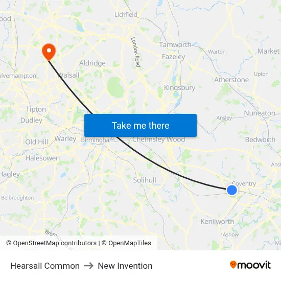 Hearsall Common to New Invention map
