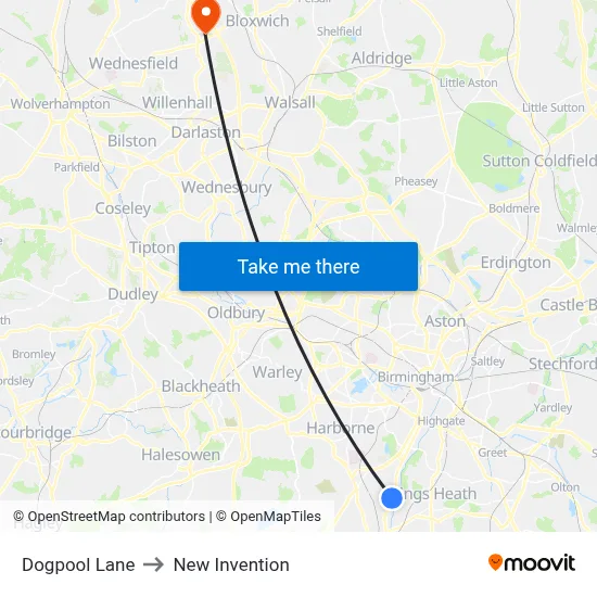 Dogpool Lane to New Invention map