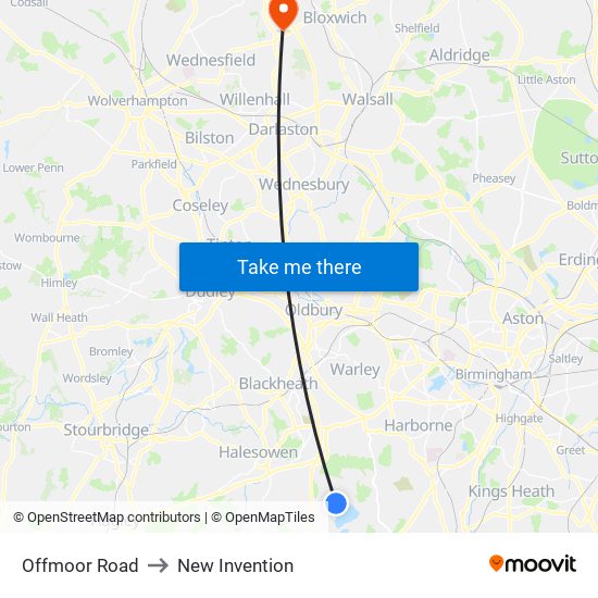 Offmoor Road to New Invention map