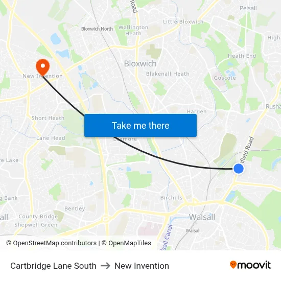 Cartbridge Lane South to New Invention map