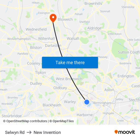 Selwyn Rd to New Invention map