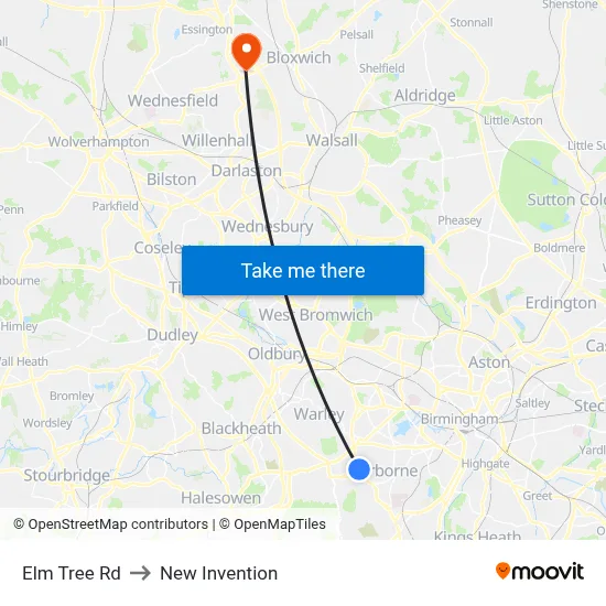 Elm Tree Rd to New Invention map
