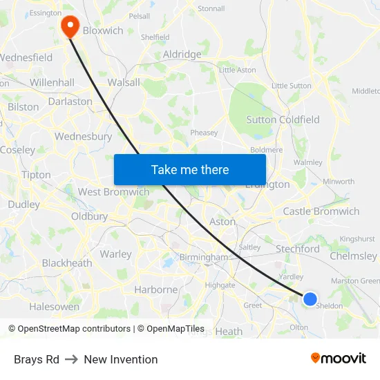 Brays Rd to New Invention map