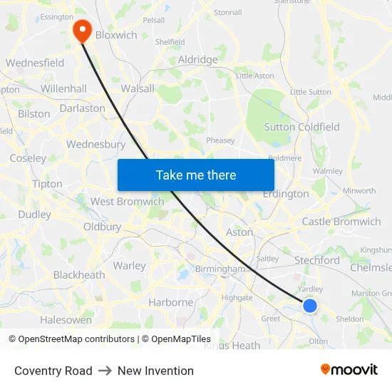 Coventry Road to New Invention map