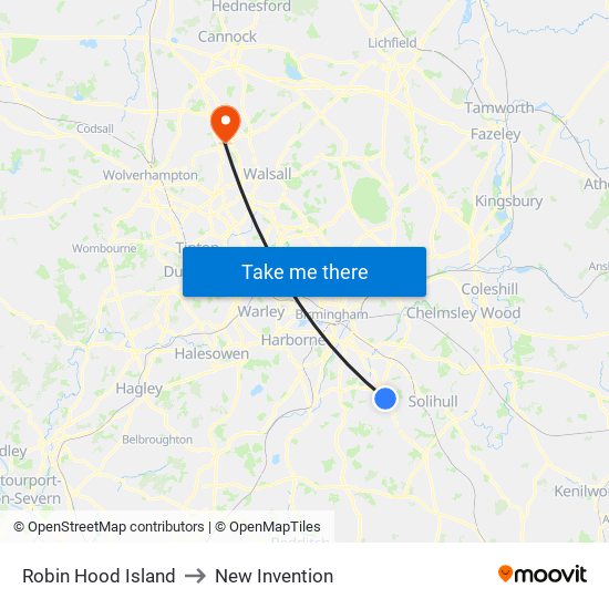 Robin Hood Island to New Invention map