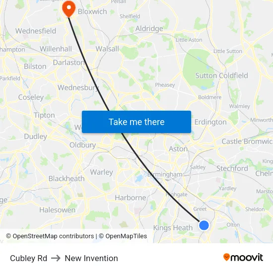 Cubley Rd to New Invention map